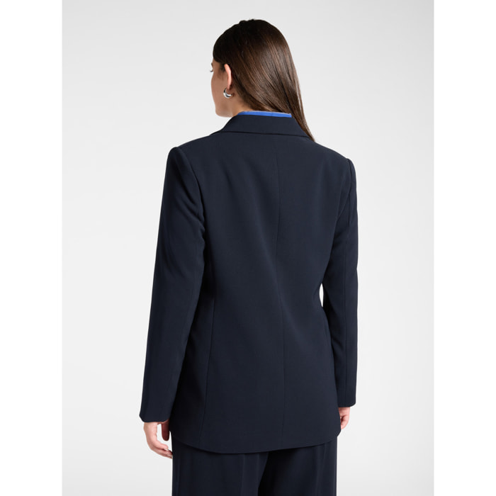 Elena Mirò - Blazer in crêpe con bottone Monogram - Blu