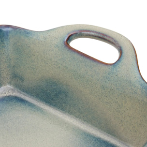 Plat rectangulaire en céramique Terre Inconnue 30x22cm bleu