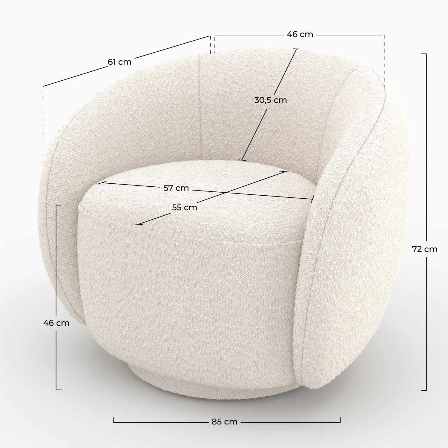 Fauteuil en tissu bouclé blanc - Naya