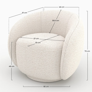 Fauteuil en tissu bouclé blanc - Naya