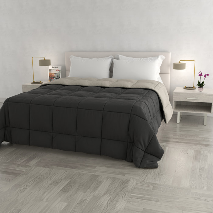 TRAPUNTA INVERNALE ELEGANT, 300gr, Microfibra, Doubleface, Made in Italy - FUMO/GRIGIO CHIARO