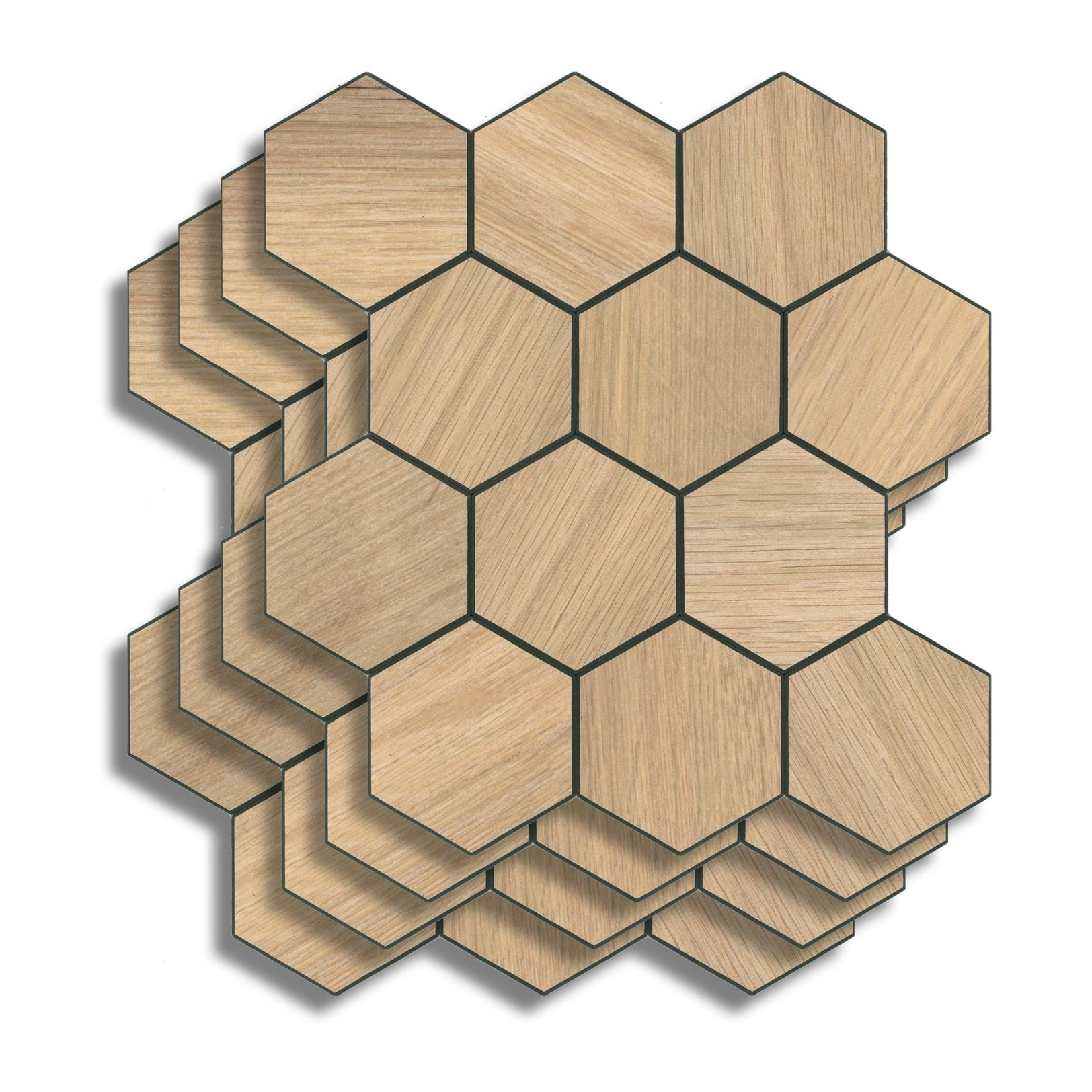 Crédence adhésive murale 3D  - Effet carrelage hexagonal 4 pièces - Naturel