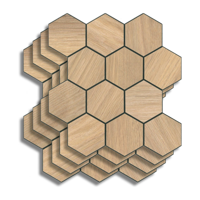 Crédence adhésive murale 3D  - Effet carrelage hexagonal 4 pièces - Naturel