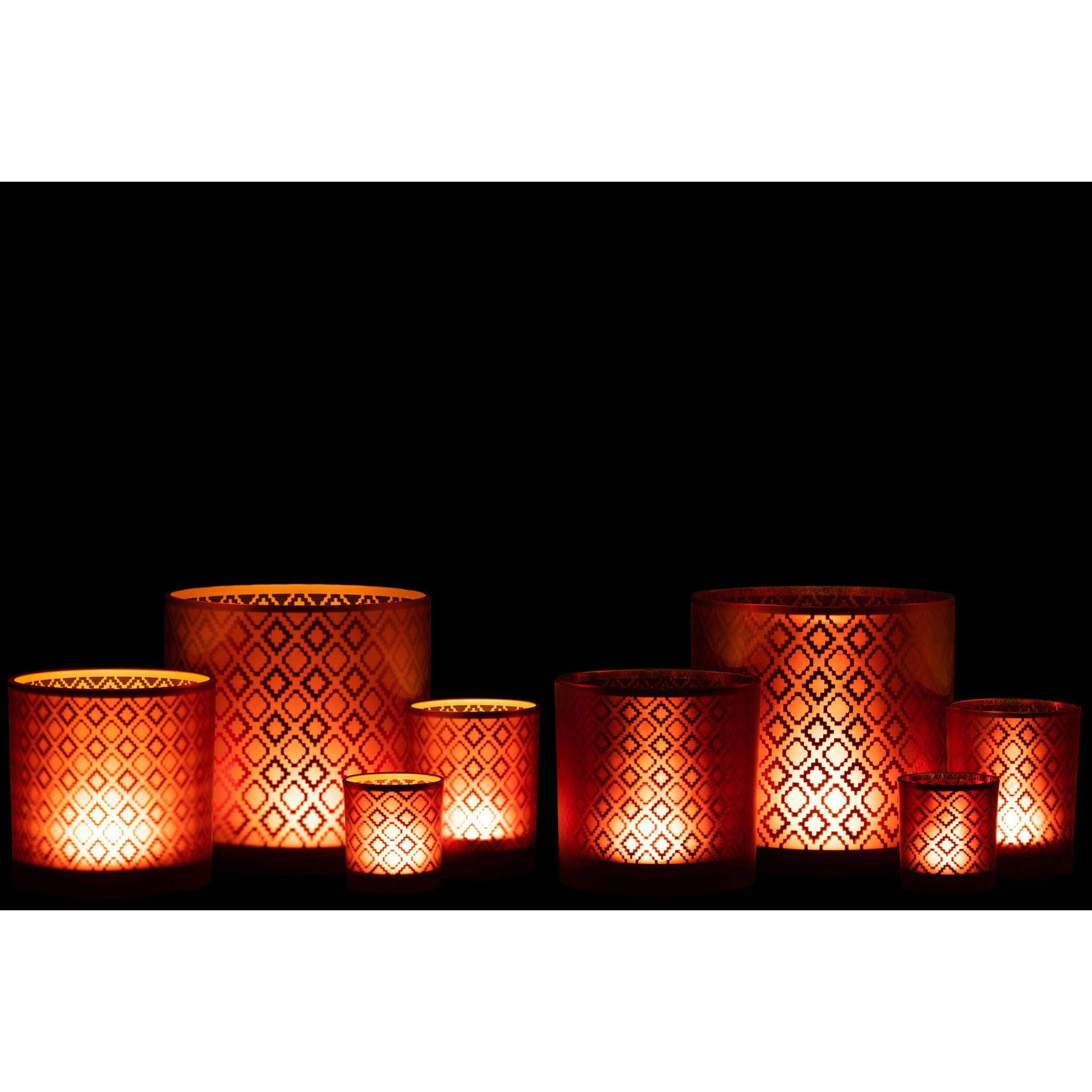 J-Line photophore Oriental - verre - rouge/or - large - 2 pcs