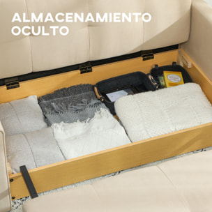 Sofá Cama de 2 Plazas Sofá Cama Tapizado en Poli Algodón con 2 Cojines Desmontables y Espacio de Almacenamiento Sofá Doble para Salón Oficina 152x101x81 cm Beige