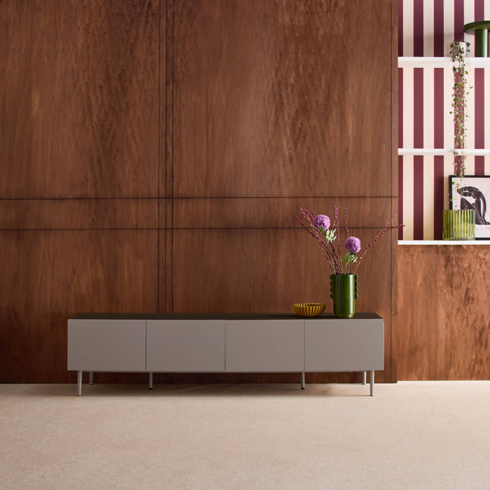 Meuble TV métal et décor bois 4 portes 180cm ASHTON