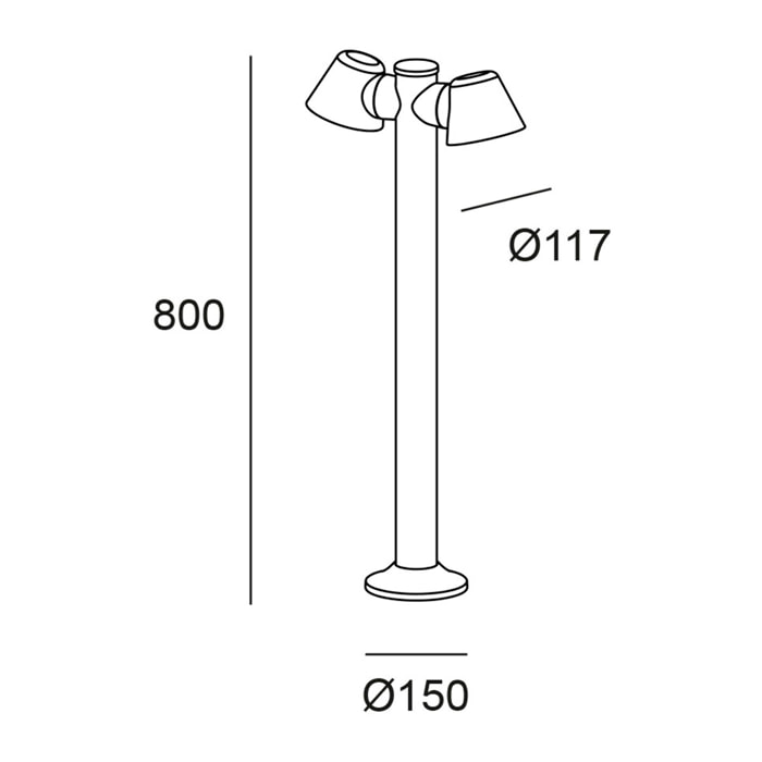 Forlight Cone - Baliza de Jardín con 2 Focos Orientables GU10 para Exterior con IP54 de Color Negro
