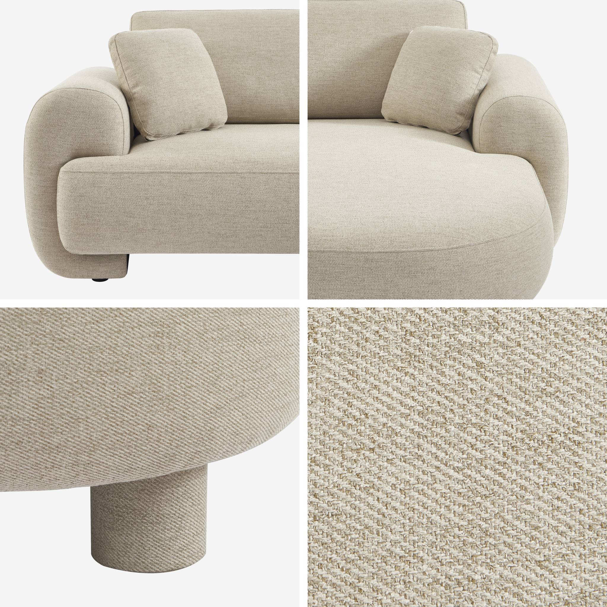 Canapé d'angle droit 3 places tissu, pieds ronds ZENIO