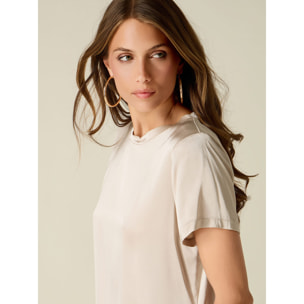 Oltre - Blusa in raso misto viscosa - Beige