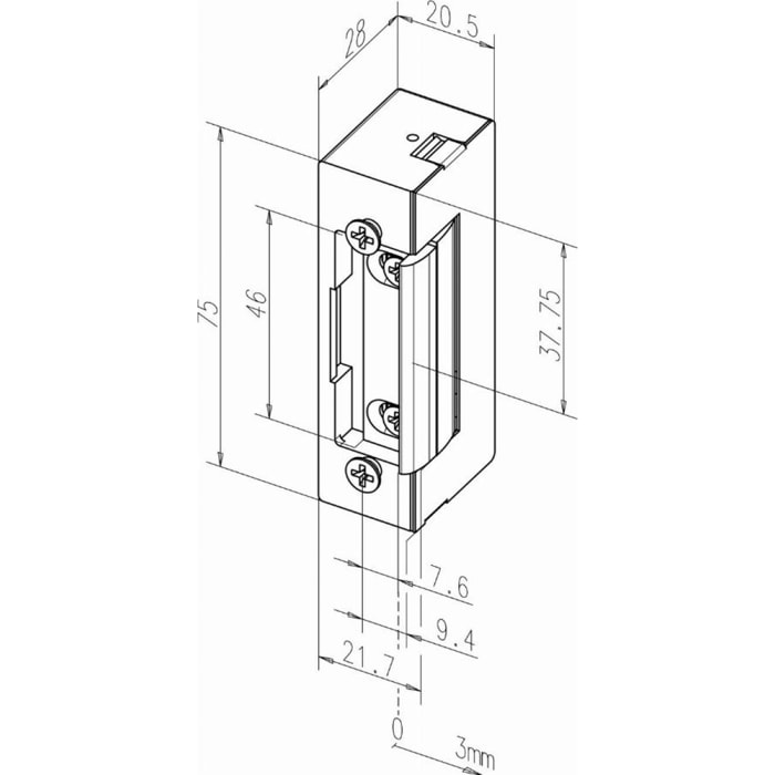 Gâche électrique 24V à émission EFF EFF à larder Série 17 - Sans tétière - 17----------F11