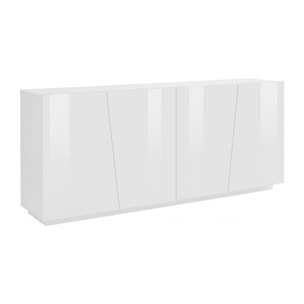 Credenza moderna a 4 ante, Made in Italy, Madia da cucina, Buffet di design da soggiorno, cm 200x43h86, colore Bianco lucido