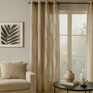 Voilage rayures ondulées métalisées - Beige