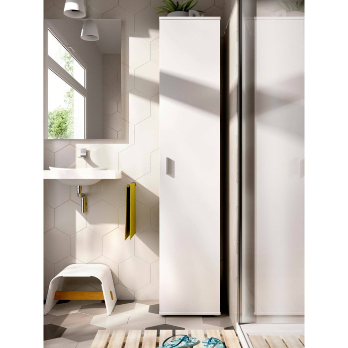 Armadio multiuso 1 anta Arrow, Mobile multifunzione portaoggetti, Armadio alto porta scarpe, 39x35h190 cm, Bianco