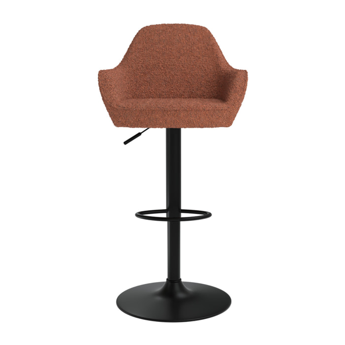 Lot de 2 chaises de bar effet laine bouclette rouge brique 63/83 cm - Adam