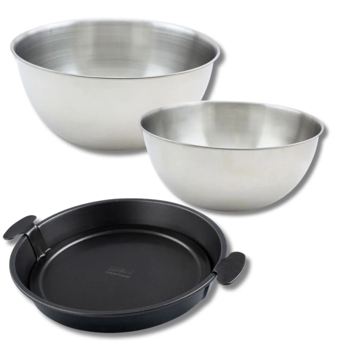 Ensemble comprenant d'un moule à gâteau Zenker, 2 bols à mixer en inox Fackelmann