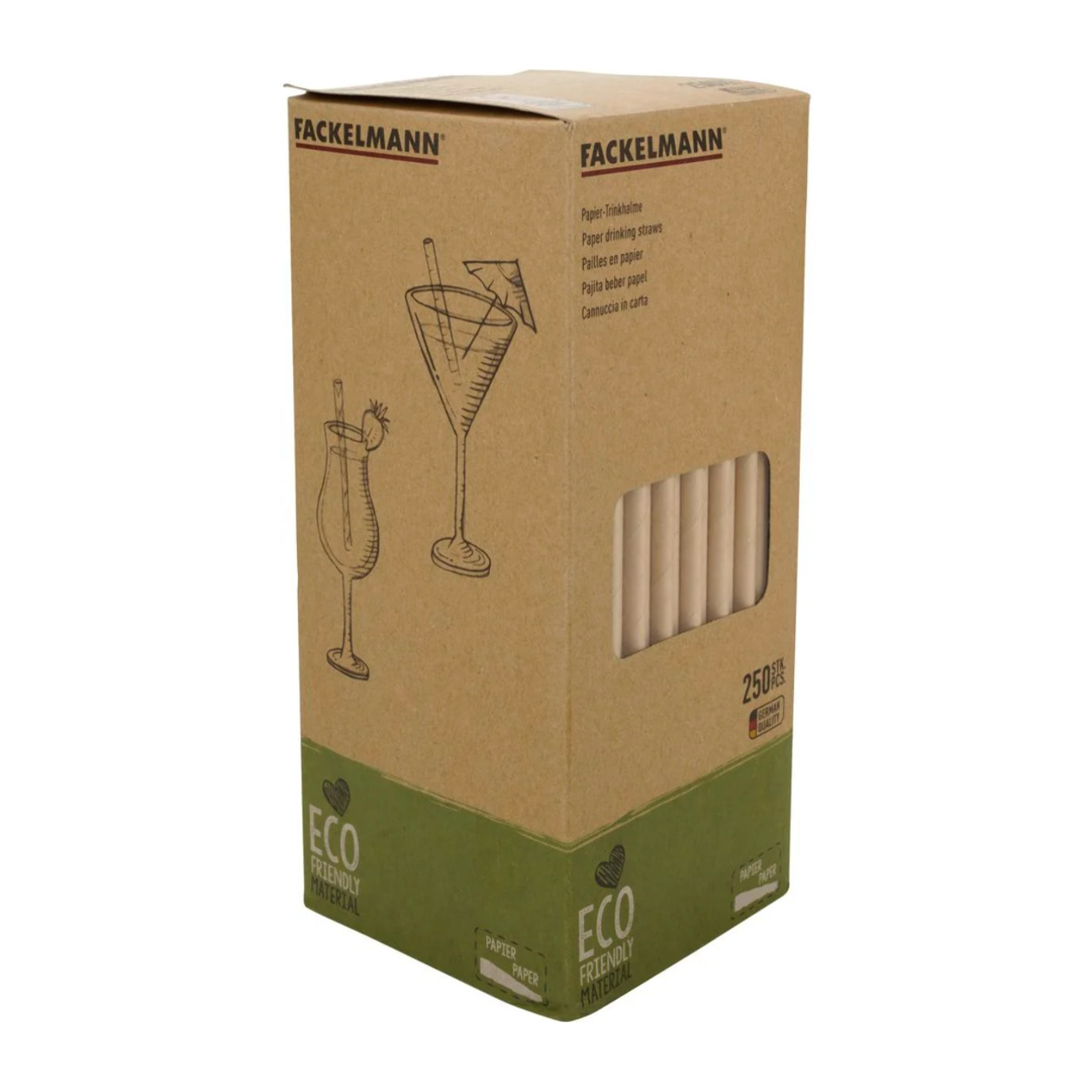 Boite de 250 pailles en papier brun 21 cm Fackelmann Nature
