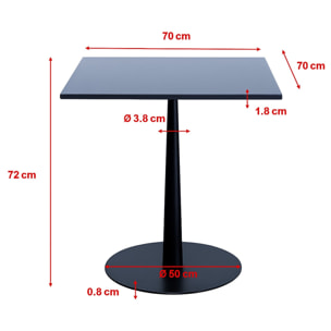 Table Bistrot Capri 70x70cm granit noir Kare Design