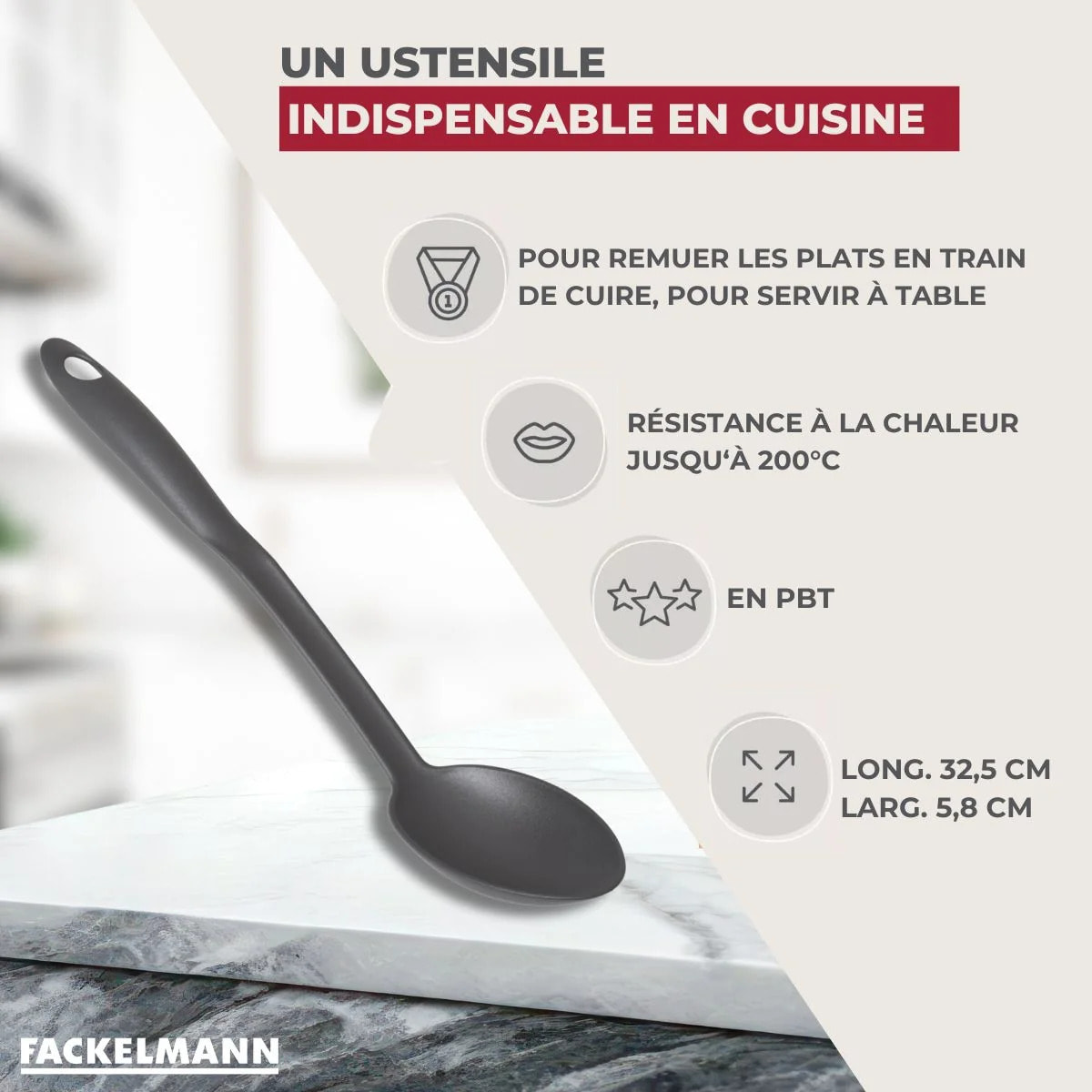 Cuillère à servir 32,5 cm Fackelmann CLIP