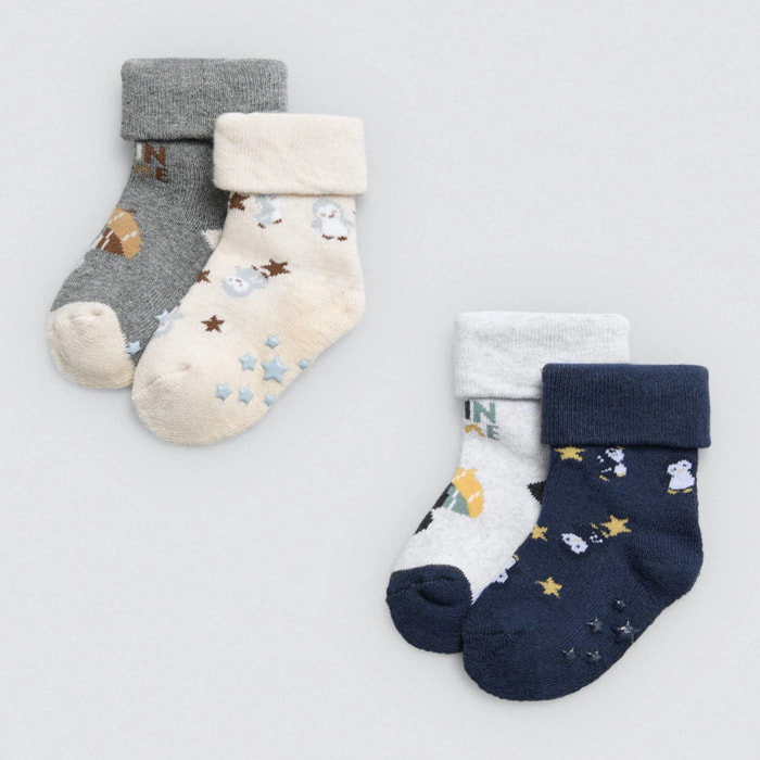 Confezione da 4 calzini termici antiscivolo per neonato Penguin Toy