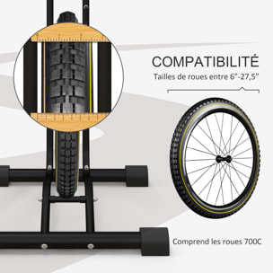 Râtelier vélo - porte-vélo autoportant - compatible roues 6-28 pouces - antidérapant - métal noir