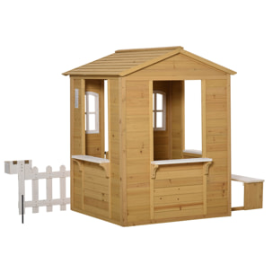 Casita Infantil de Exterior de Madera 204x107x140cm +3 Años Madera Natural