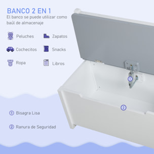 Mesa y Sillas Infantiles de 4 Piezas Mesa Infantil con 2 Sillas y Banco con Almacenaje Juego de Muebles para Actividades para Niños de +3 Años para Dormitorio Sala de Juegos Gris y Blanco