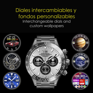 DAM Smartwatch G6 Max. Llamadas BT, notificaciones, asistente de voz. Monitor de tensión y cardiaco, multideportivo. 5,6x1,2x5,3 Cm. Color: Plata