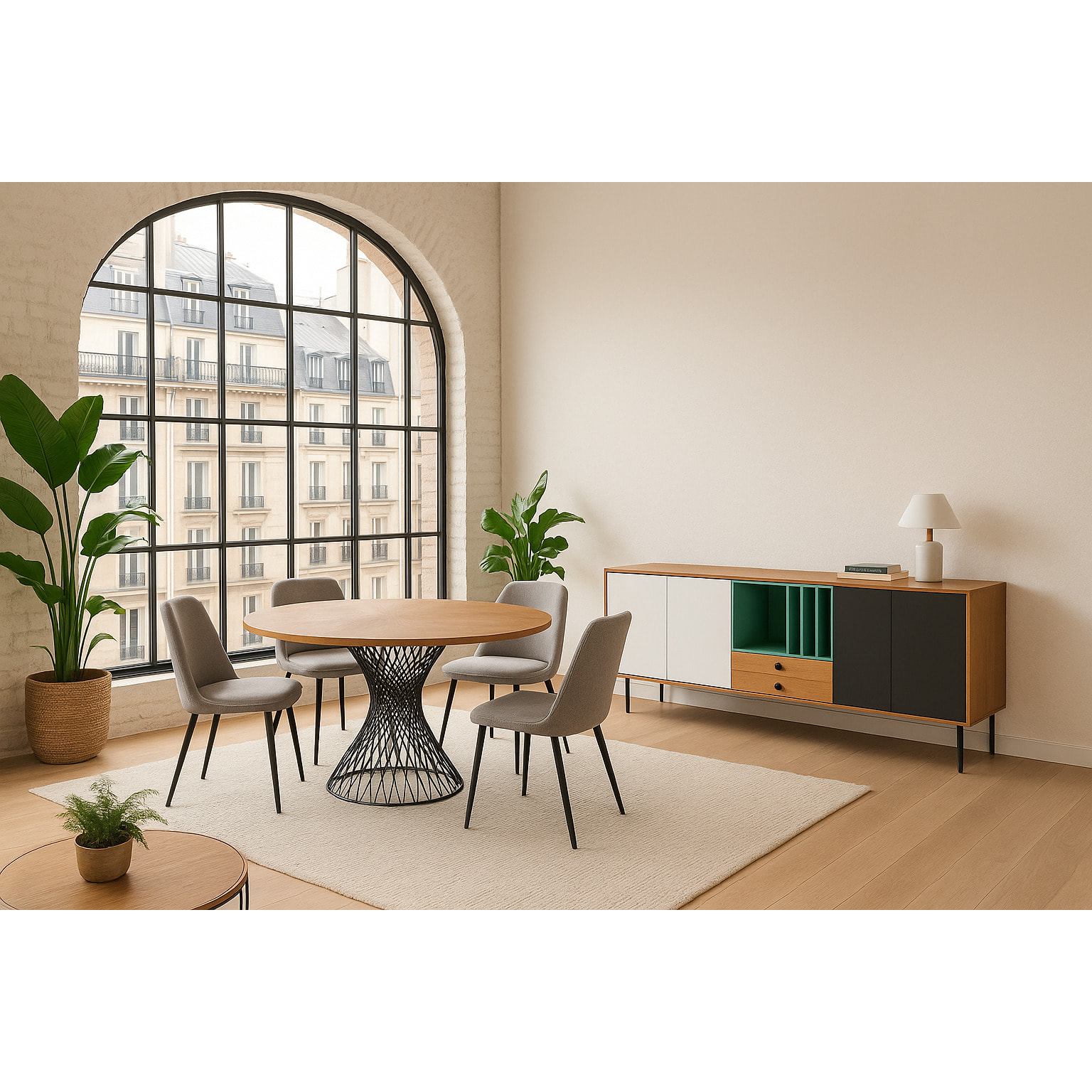 Mesa fija circular – Roble