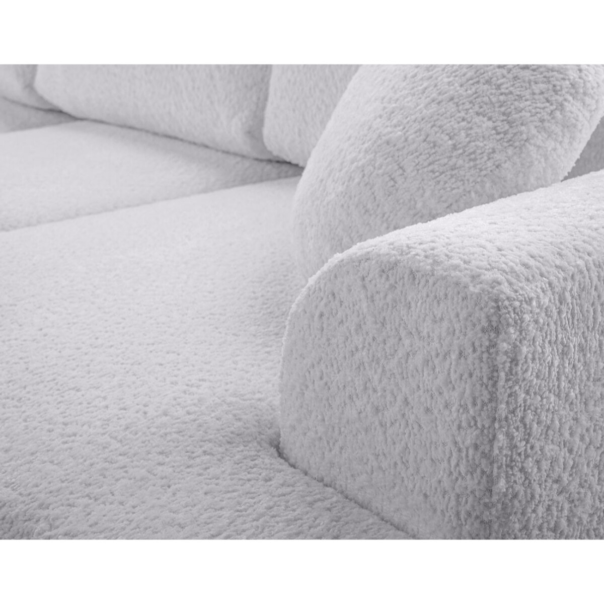 Candela - canapé d'angle gauche 4 places - convertible avec coffre - en tissu bouclette - Gris clair
