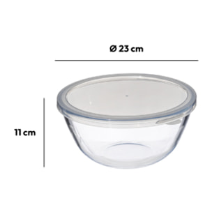 Bol à mixer 2,7L avec couvercle en verre