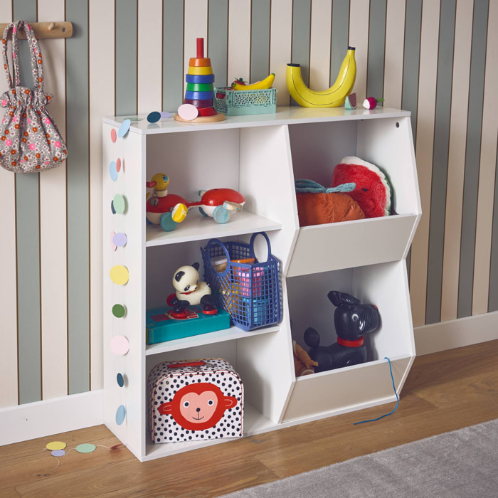 Meuble de rangement enfant blanc. 4 étagères