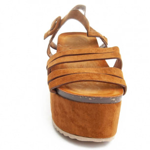 Sandalia de plataforma - Marron - Altura: 10 cm