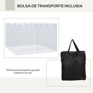 4 Paredes Laterales para Carpa 300x195 cm Mosquitera para Cenador con 6 Ventanas Enrollable Puerta con Cremallera y Bolsa de Transporte Blanco