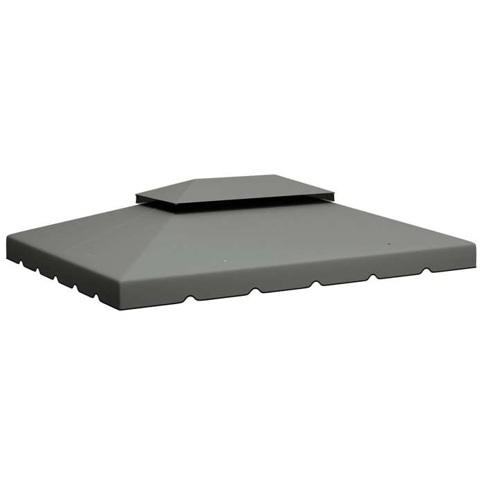 Techo de Repuesto para Cenador, 4x3 m, Cubierta de Repuesto con Doble Techo, 8 Orificios de Drenaje, SOLO Toldo de Recambio para Pabellón Gazebo, Beige