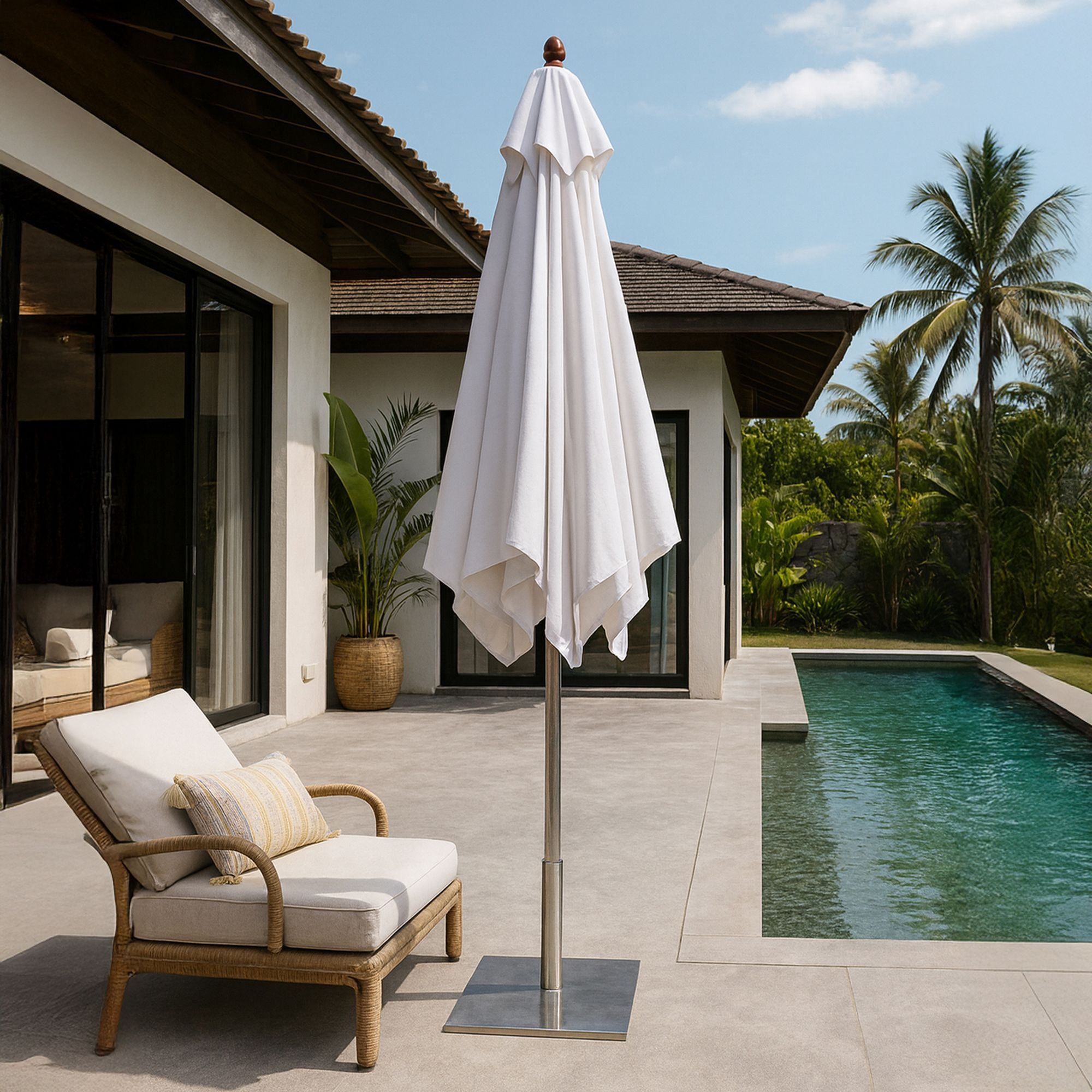 Parasol en aluminium et toile blanc 200cm COMETE