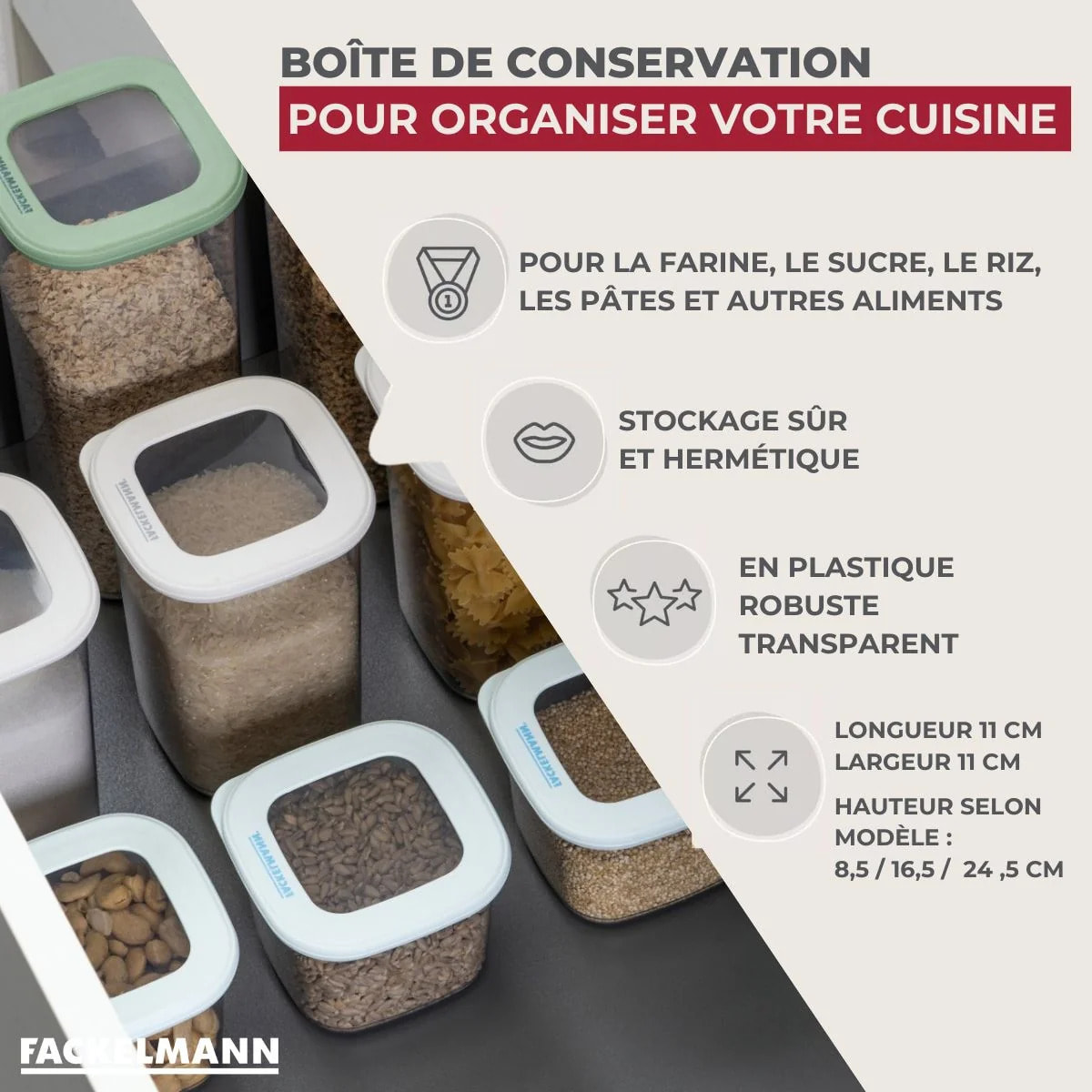 Lot de 4 Boîtes à Provisions Fackelmann Storage