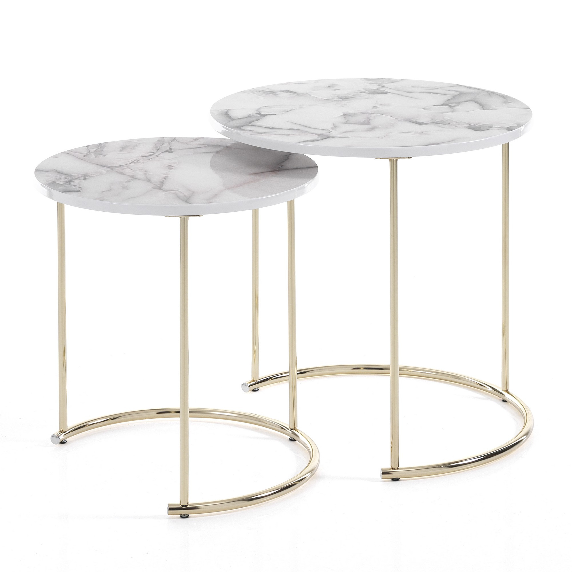 Tomasucci Set de 2 tables basses THIN-R MARBRE BLANCHES