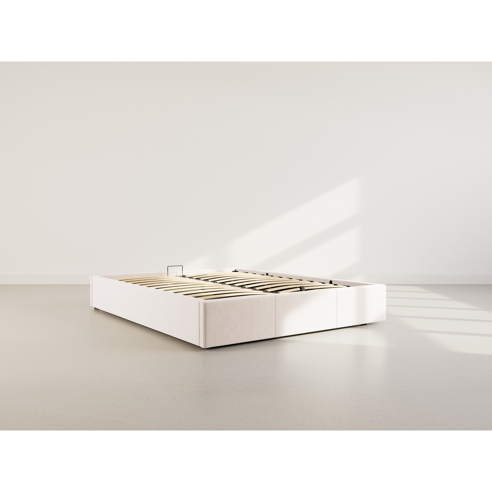 Isa - lit coffre - 160x200 cm - en velours côtelé - Beige