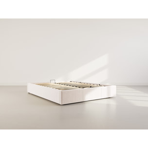 Isa - lit coffre - 160x200 cm - en velours côtelé - Beige