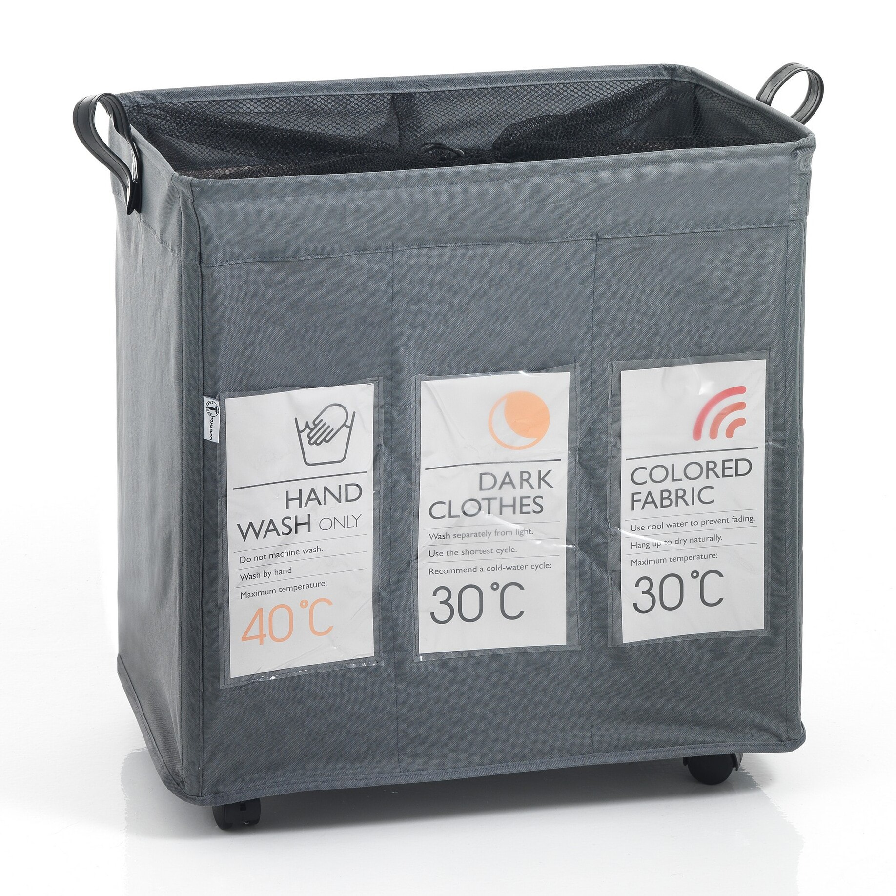 Panier à linge Tomasucci LAUNDRY-B X3, en polyester et tissu, blanc