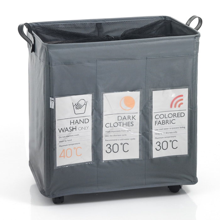 Panier à linge Tomasucci LAUNDRY-B X3, en polyester et tissu, blanc