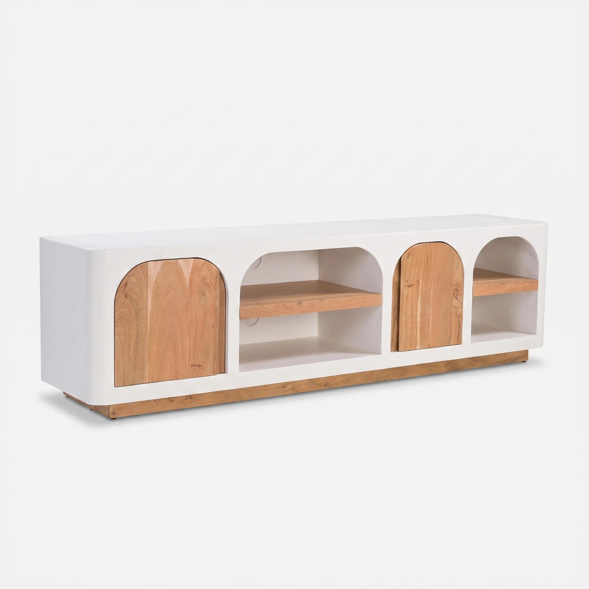 Meuble TV en plâtre blanc cassé 180 cm - Fira