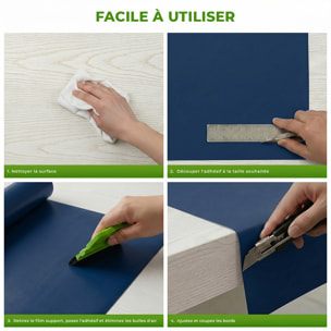 Rouleau adhésif décoratif Vinyle au Mètre - Bleu fonce - Sticker Lavable Imperméable Mur Cuisine Meubles