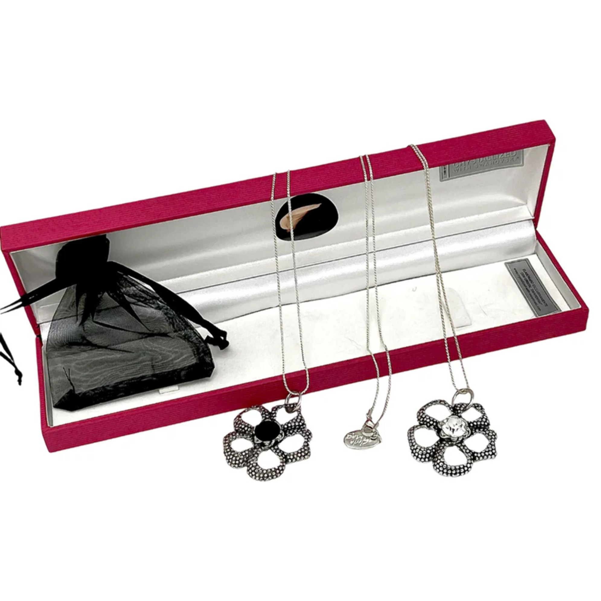 Conjunto doble collar intercambiale flor plata