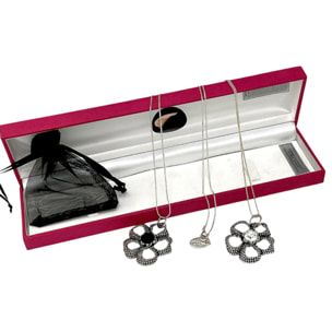 Conjunto doble collar intercambiale flor plata