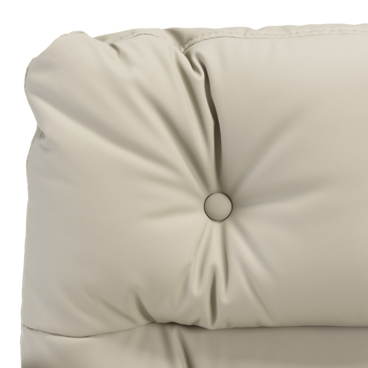 MINA - Chaise de bureau à roulettes cuir matelassé beige dossier carré