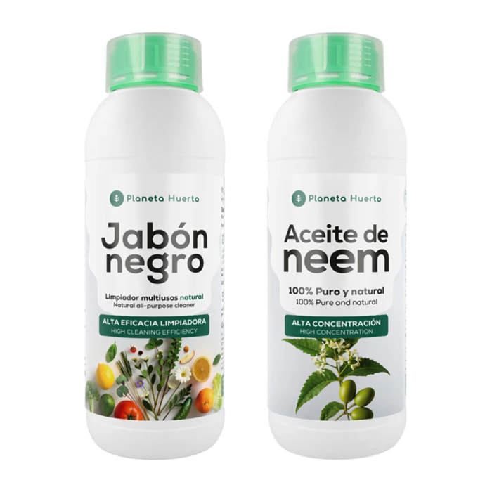 Pack Jabón Potásico Negro 1L + Aceite de Neem 1L Planeta Huerto