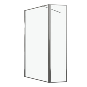 Paroi de Douche avec Volet Pivotant 90+40x200cm - Finition Chromée - CHROMED CONTOURING
