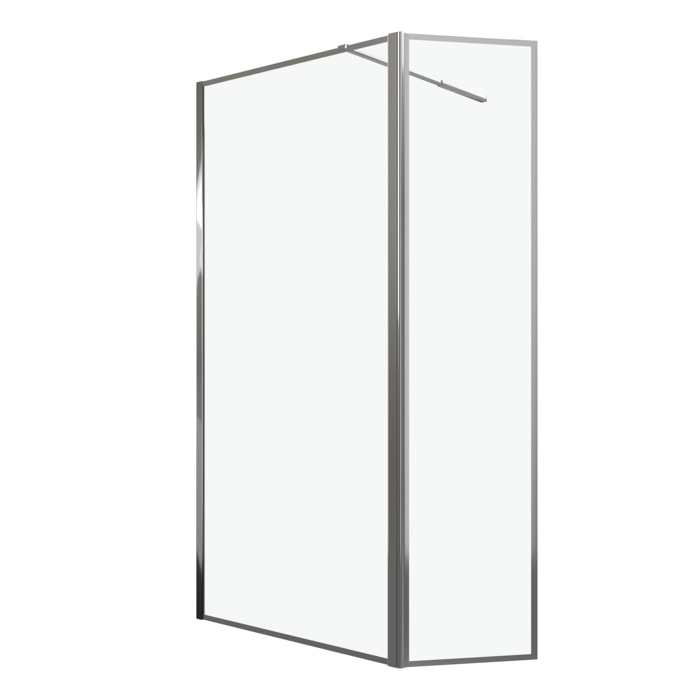Paroi de Douche avec Volet Pivotant 90+40x200cm - Finition Chromée - CHROMED CONTOURING