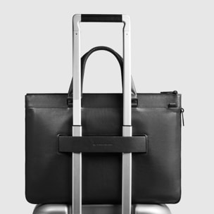 Piquadro Borsa porta pc e porta iPad® in pelle con protezioni antiurto e RFID, espandibile